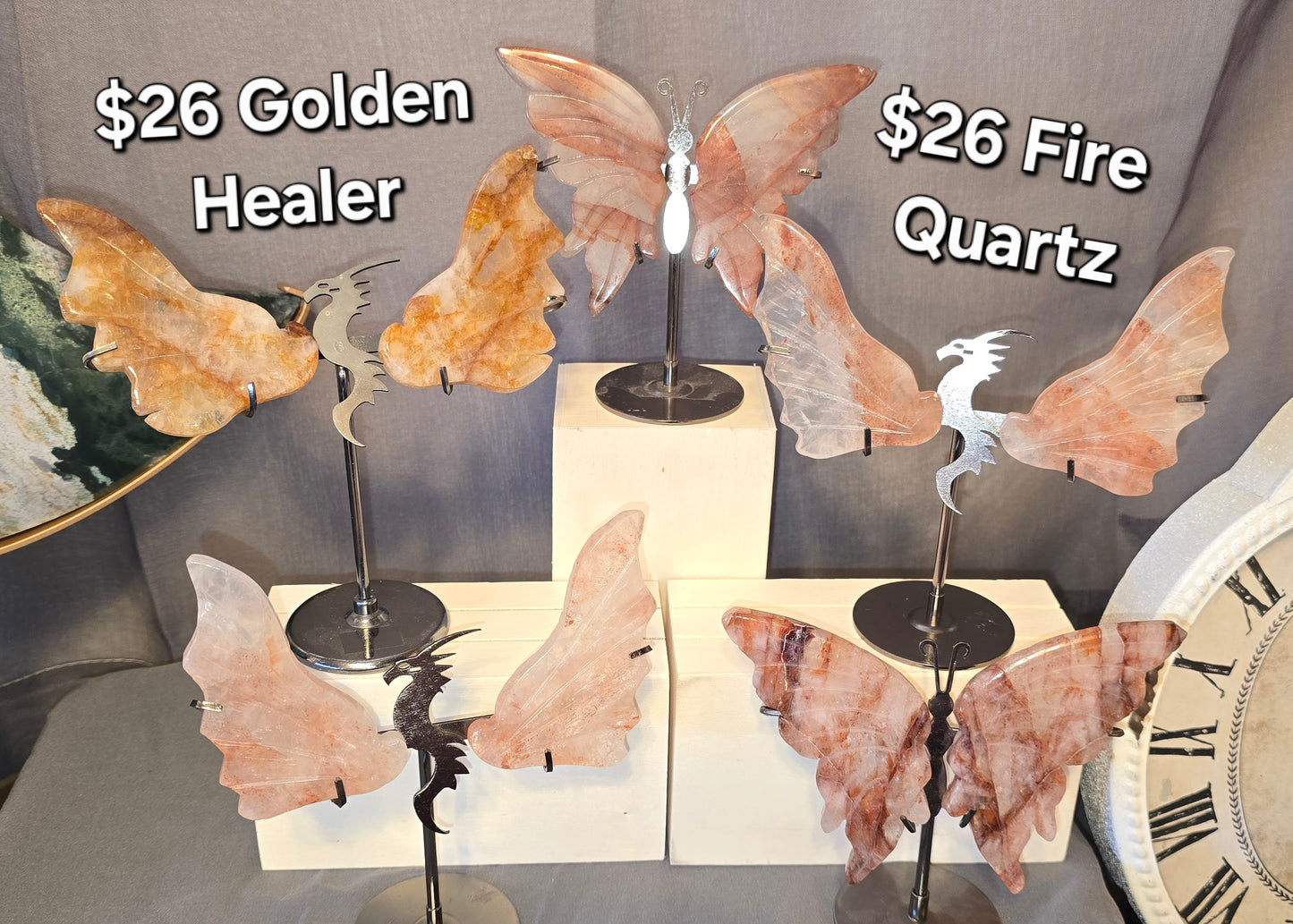 Fire Quartz & Golder Healer Dragon/Butterfly