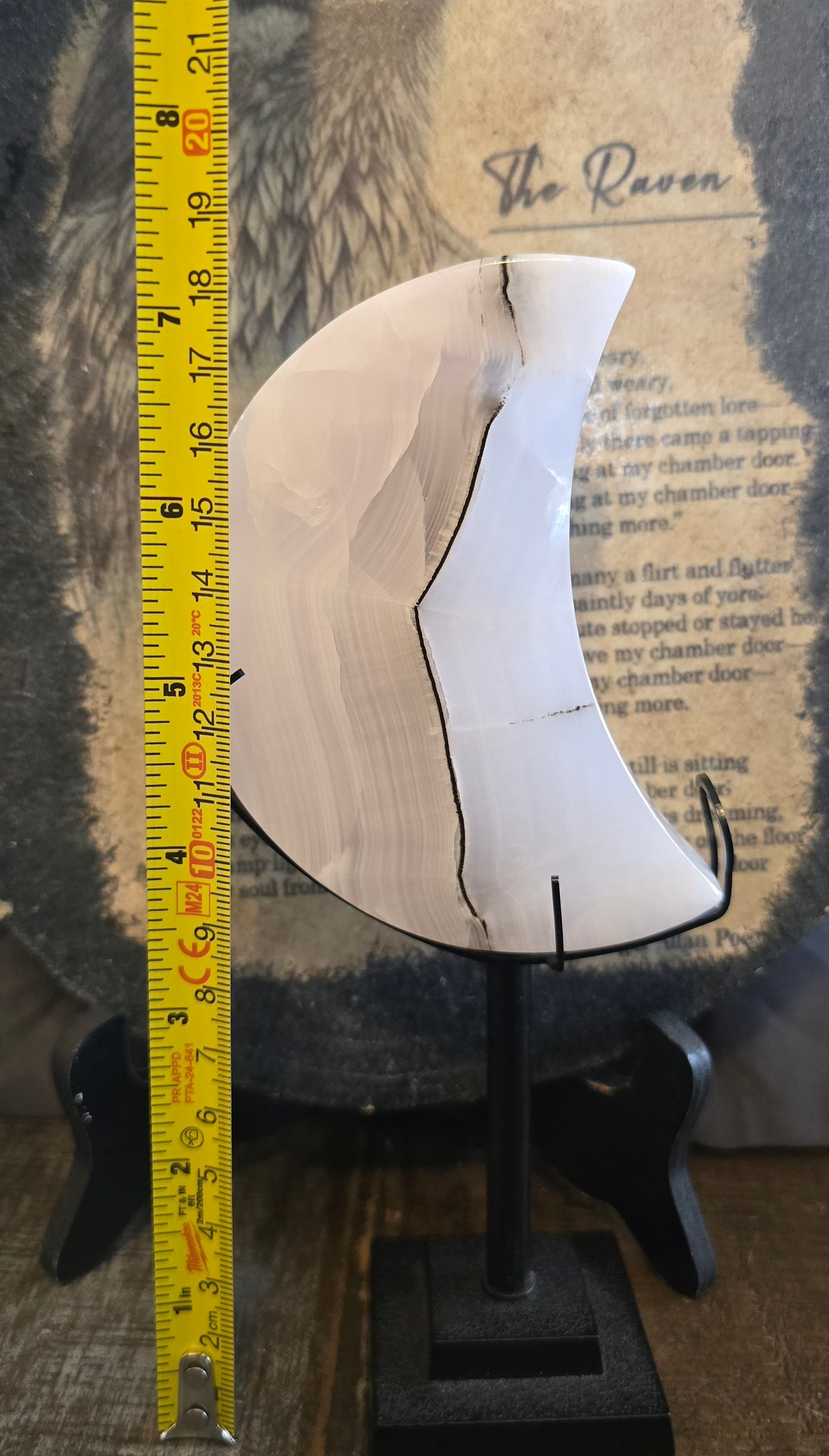 S0182 Smokey Pink Mangano Calcite Moon & Stand