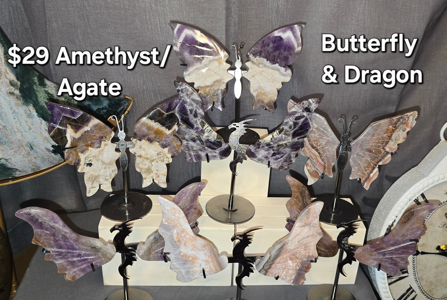 Amethyst/Agate Butterfly & Dragon