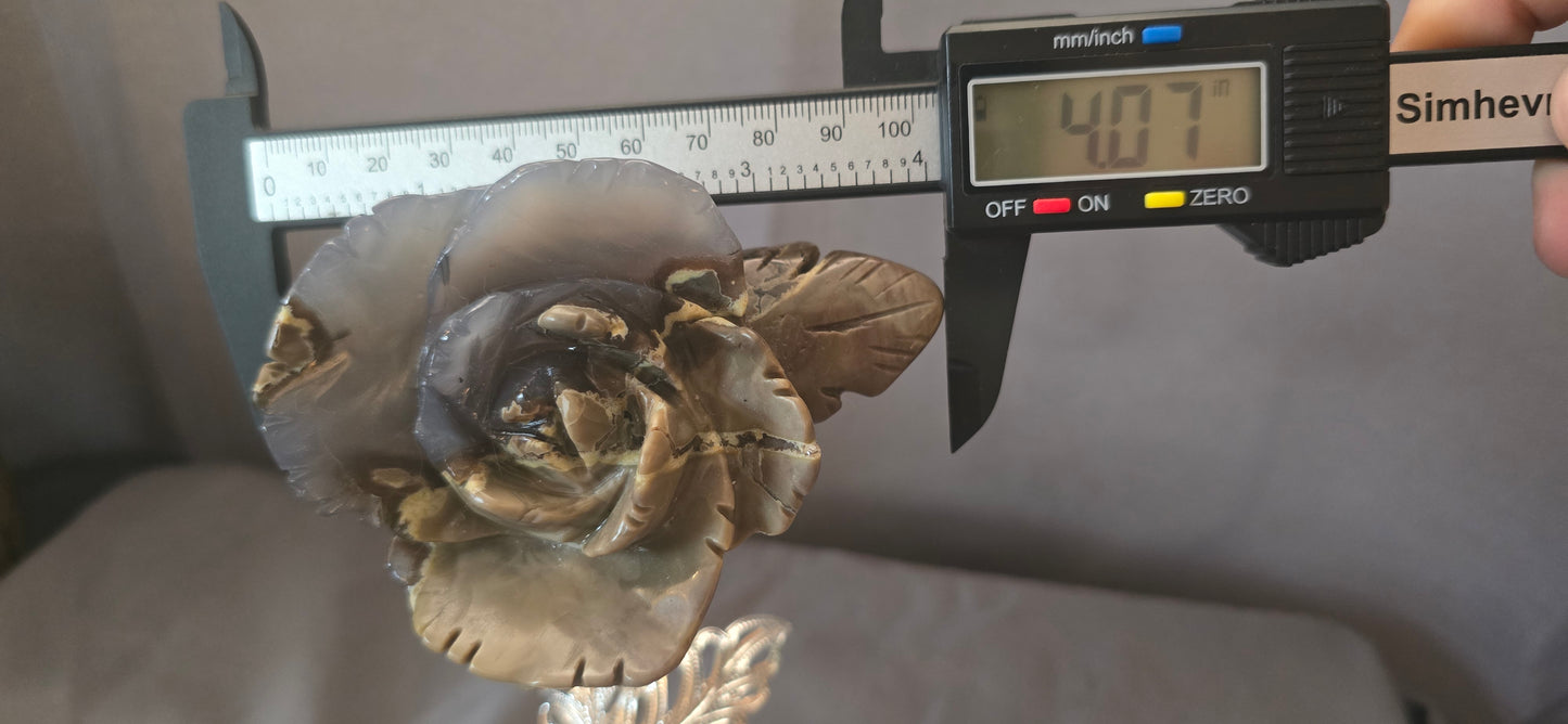 Volcanic Agate Rose & Stand