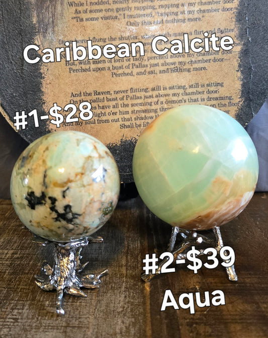 S0131 Aqua Caribbean Calcite Sphere