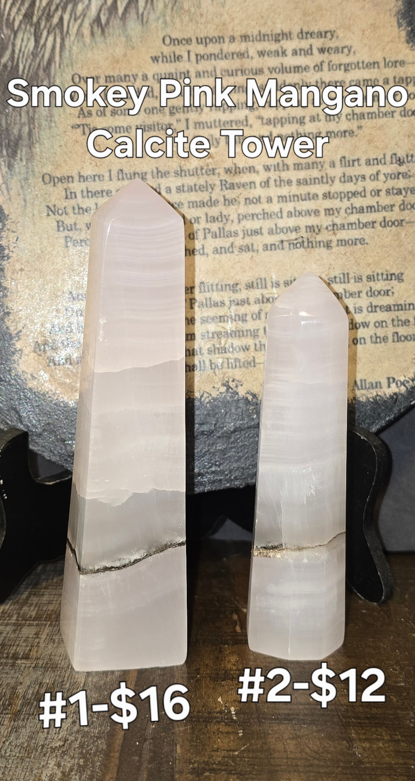 S0184 Smokey Pink Mangano Calcite Tower
