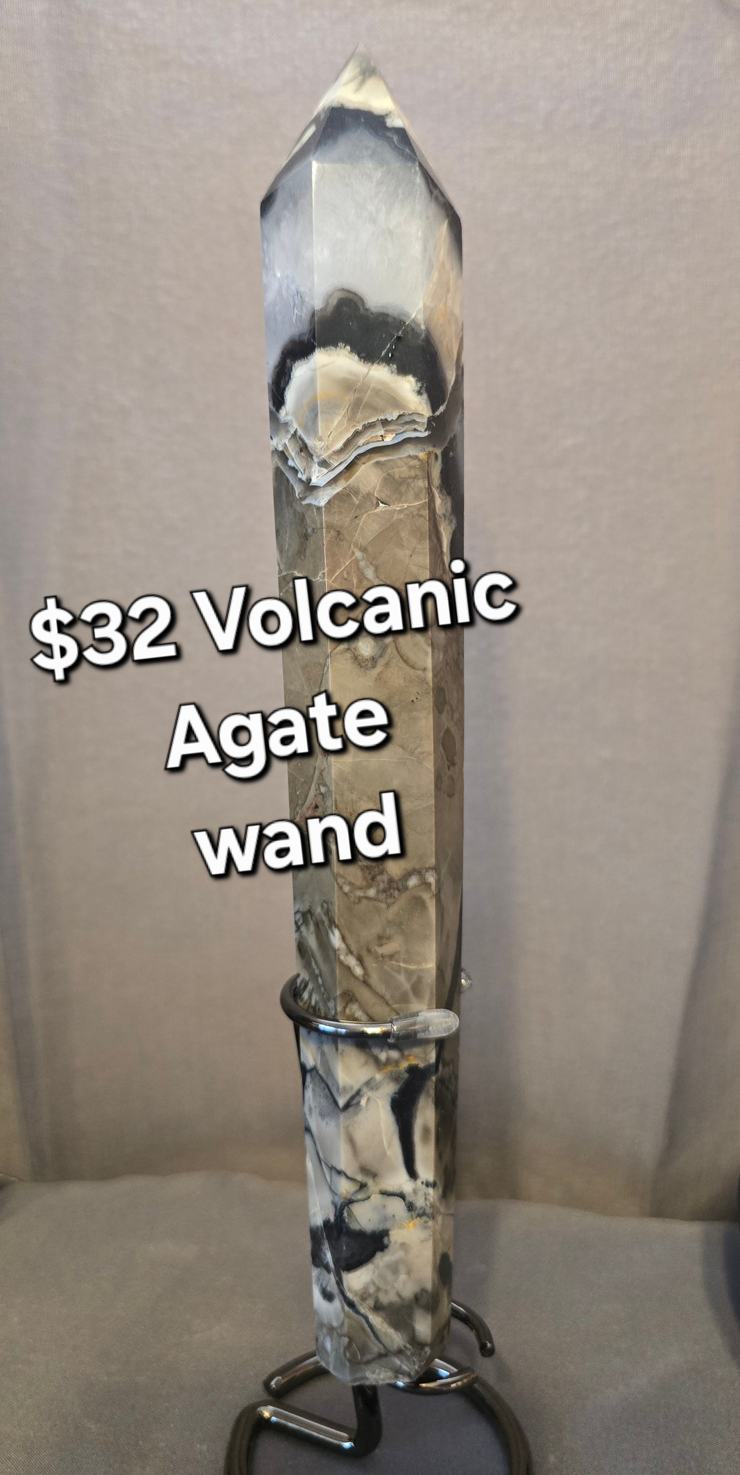 Volcanic Agate Wand & Stand
