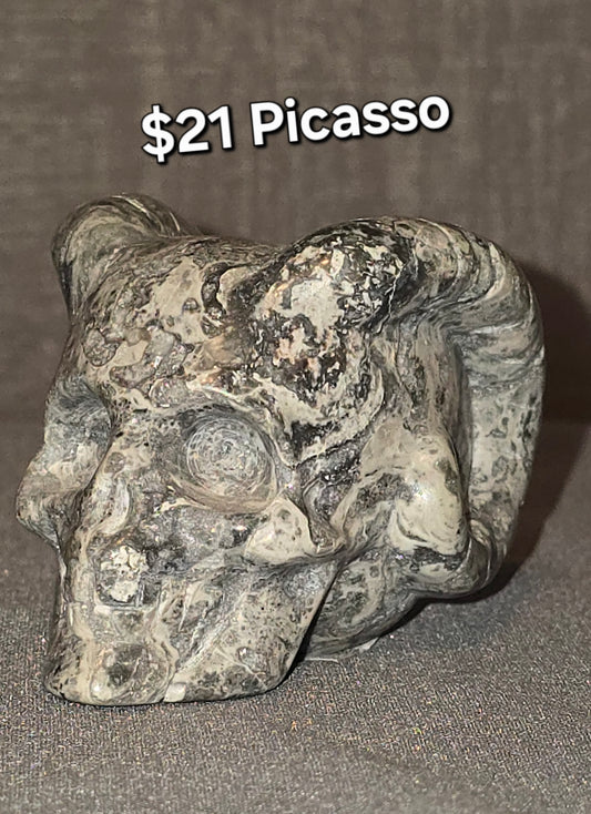 Picasso Jasper Horned Skull