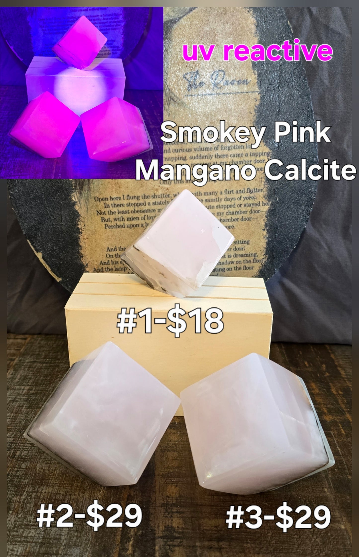 S0169 Smokey Pink Mangano Calcite Floating Cube