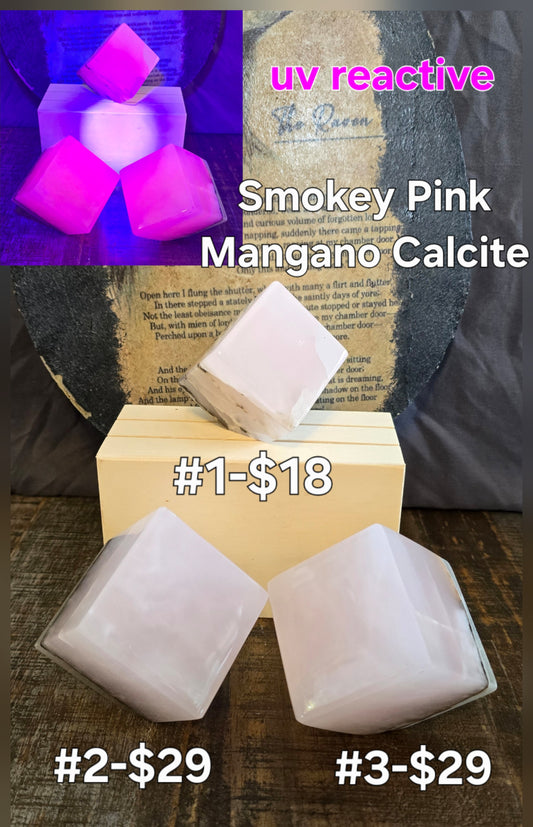 S0169 Smokey Pink Mangano Calcite Floating Cube