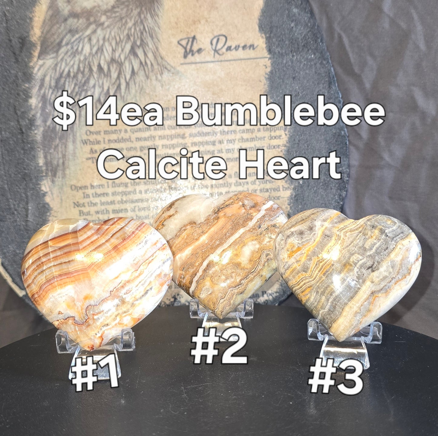 S0709 Bumblebee Calcite Heart