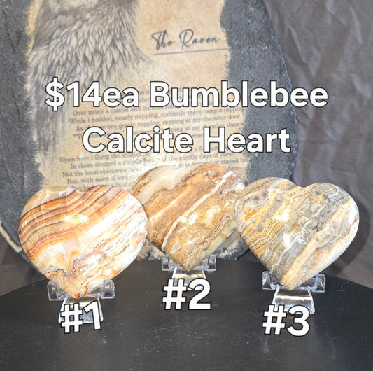 S0709 Bumblebee Calcite Heart