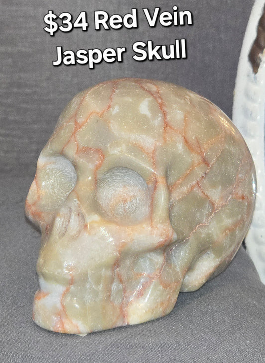 Red Vein Jasper Skull