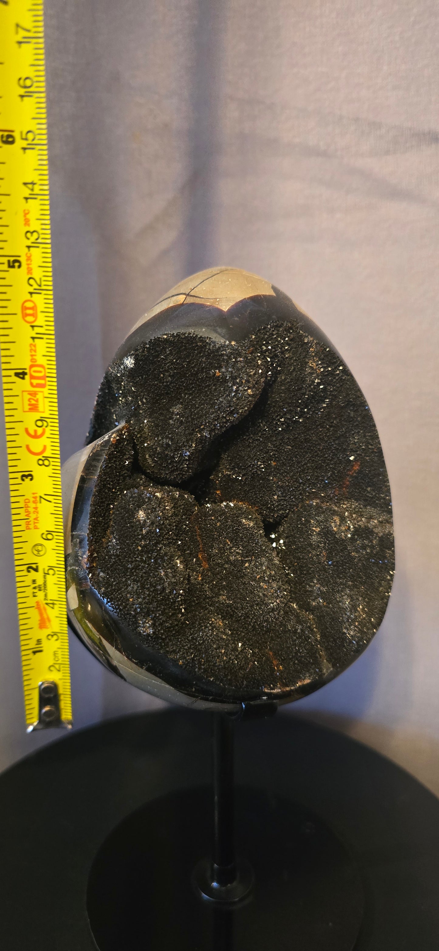 S0382 Druzy Septarian Egg & Stand