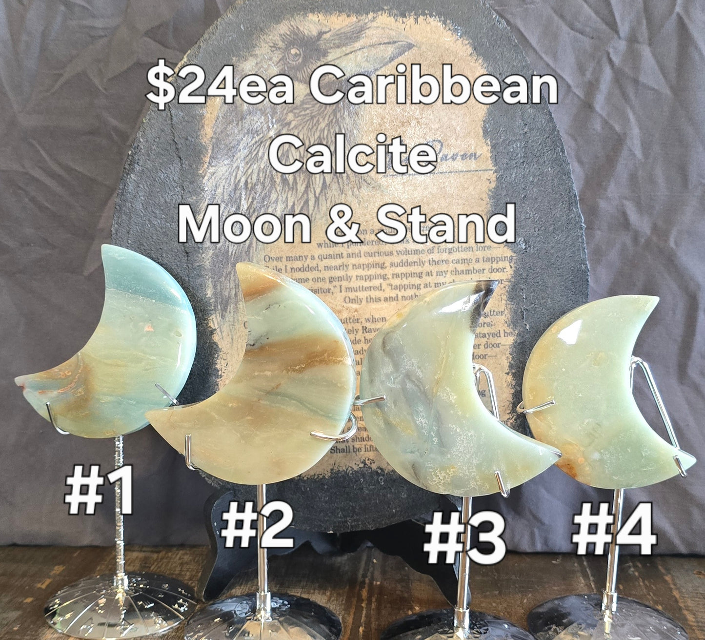 S0119 Caribbean Calcite Moon & Stand