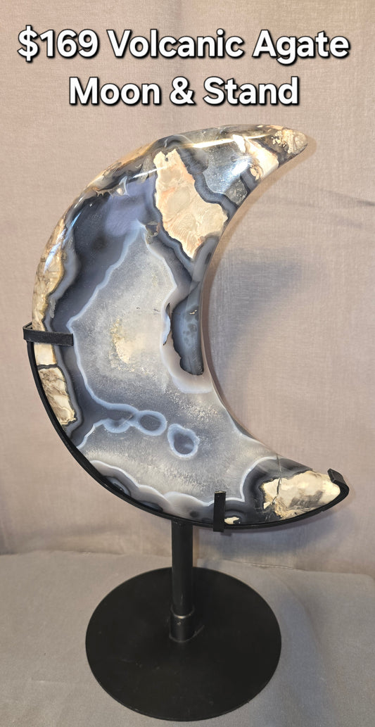 Volcanic Agate Moon & Stand