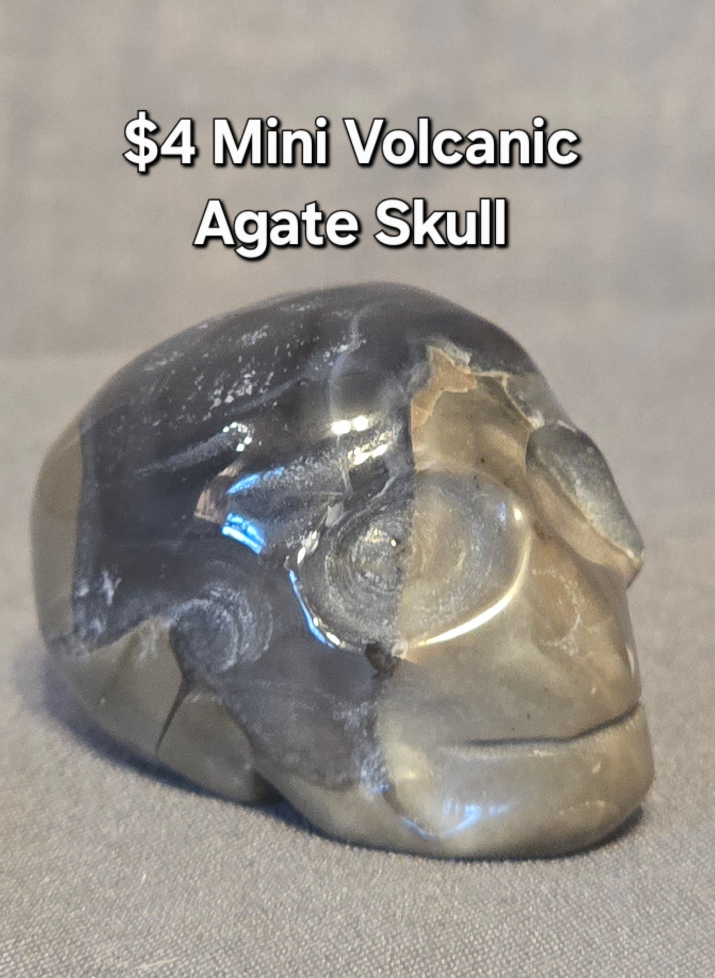 Volcanic Agate Mini Skull