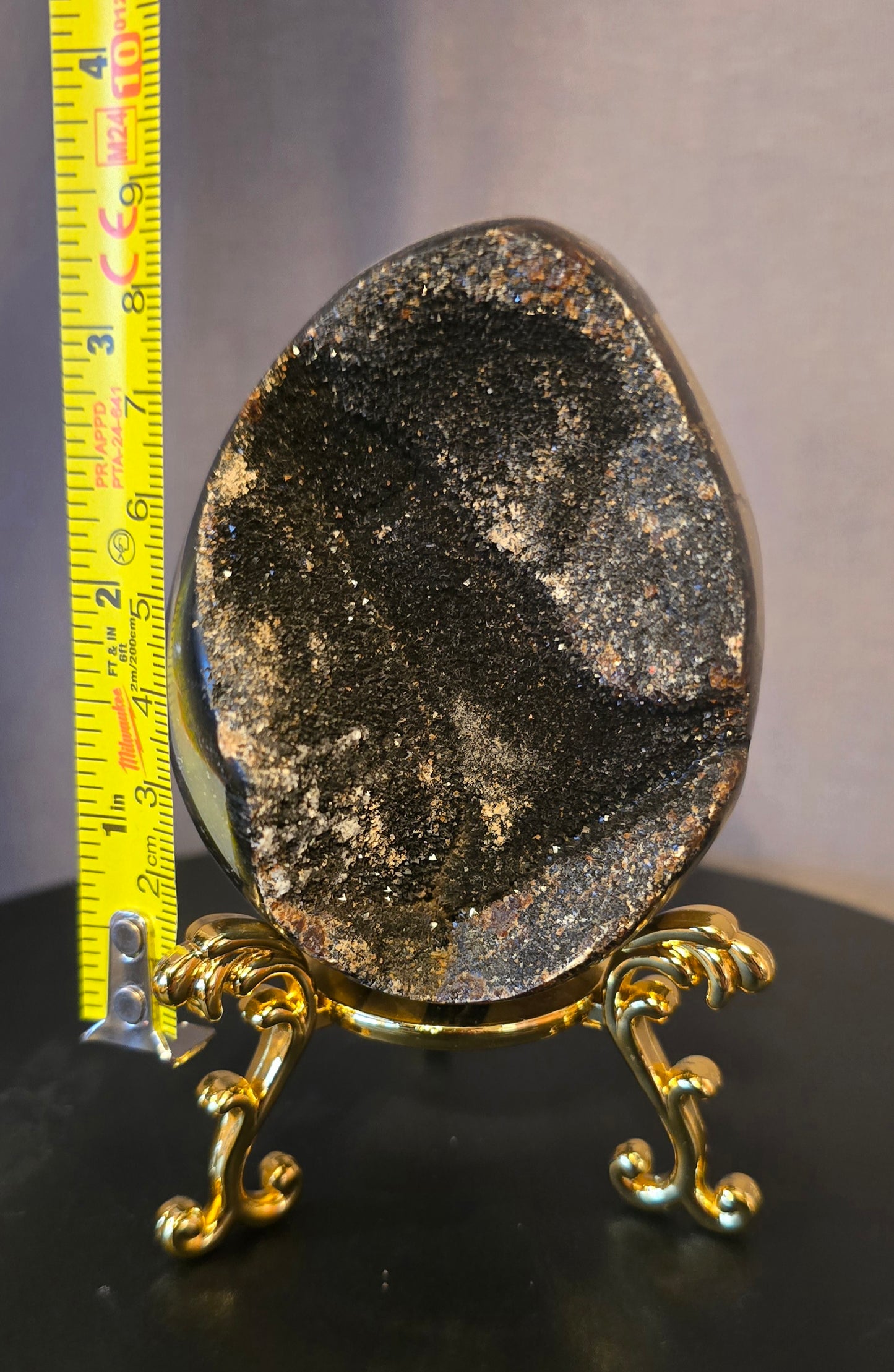 S0383 Druzy Septarian Egg & Stand