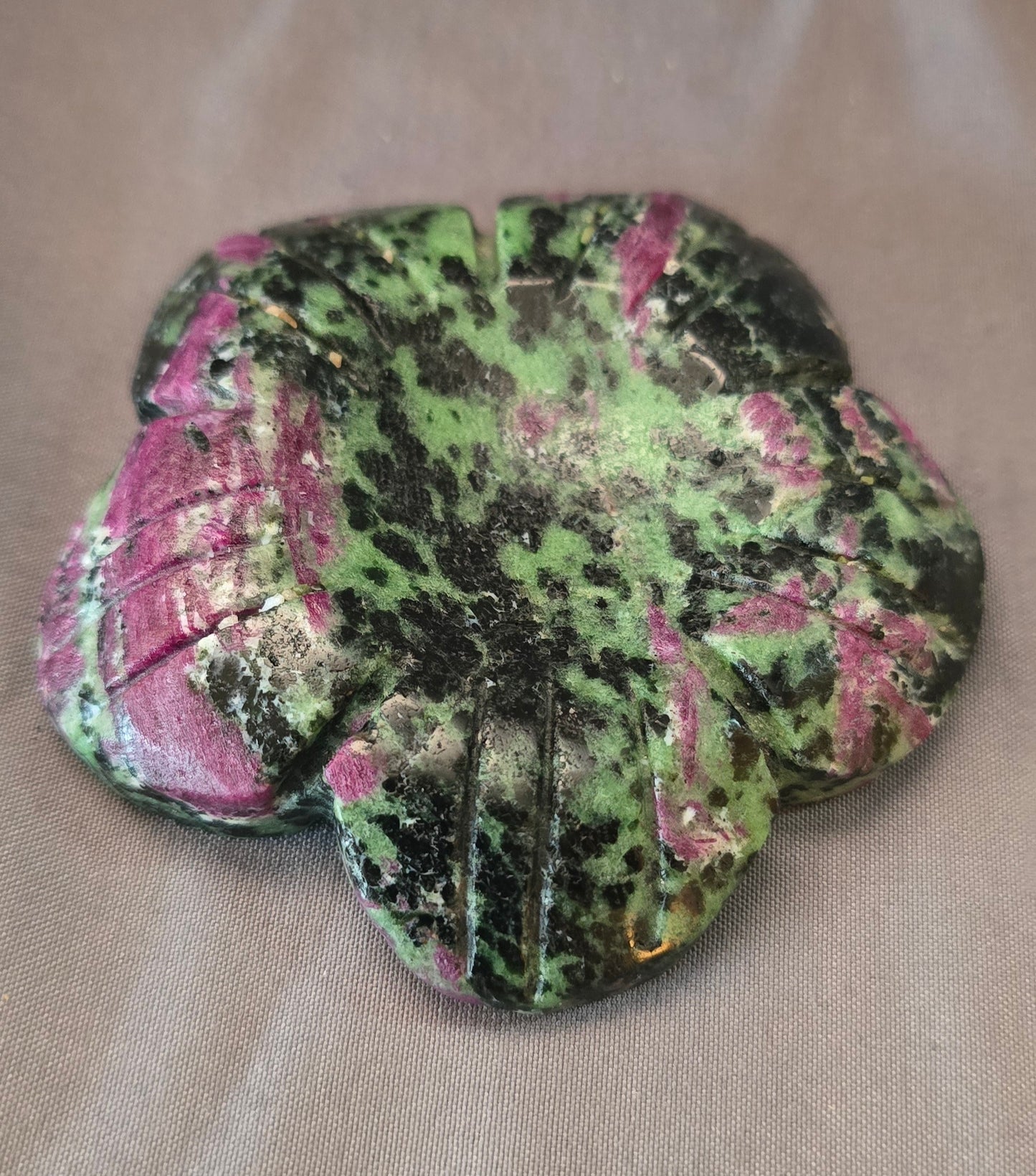 Ruby Zoisite Flower Sphere Stand