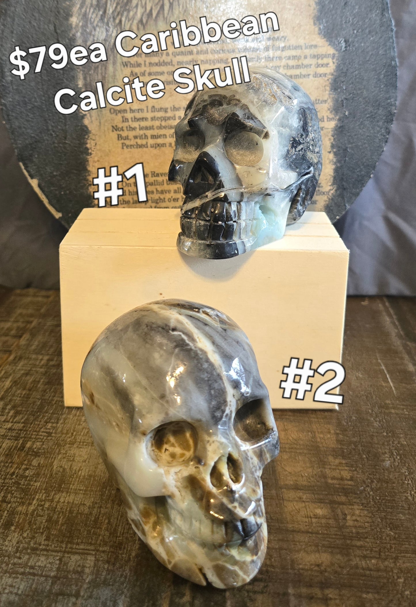 S0124 Caribbean Calcite Skull #1 / #2