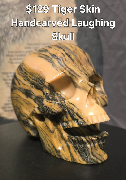 S0228 Tiger Skin Laughing Skull