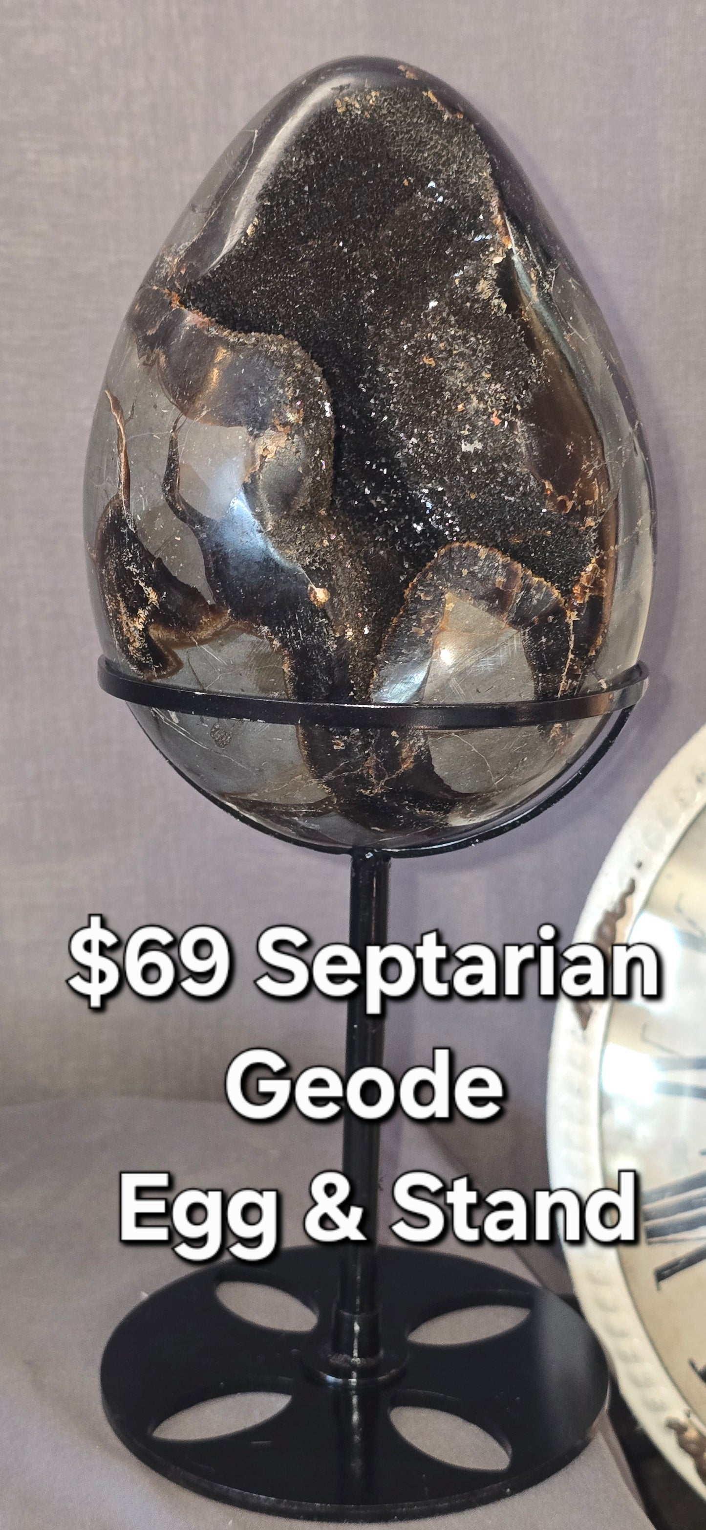 Septarian Geode Egg & Stand