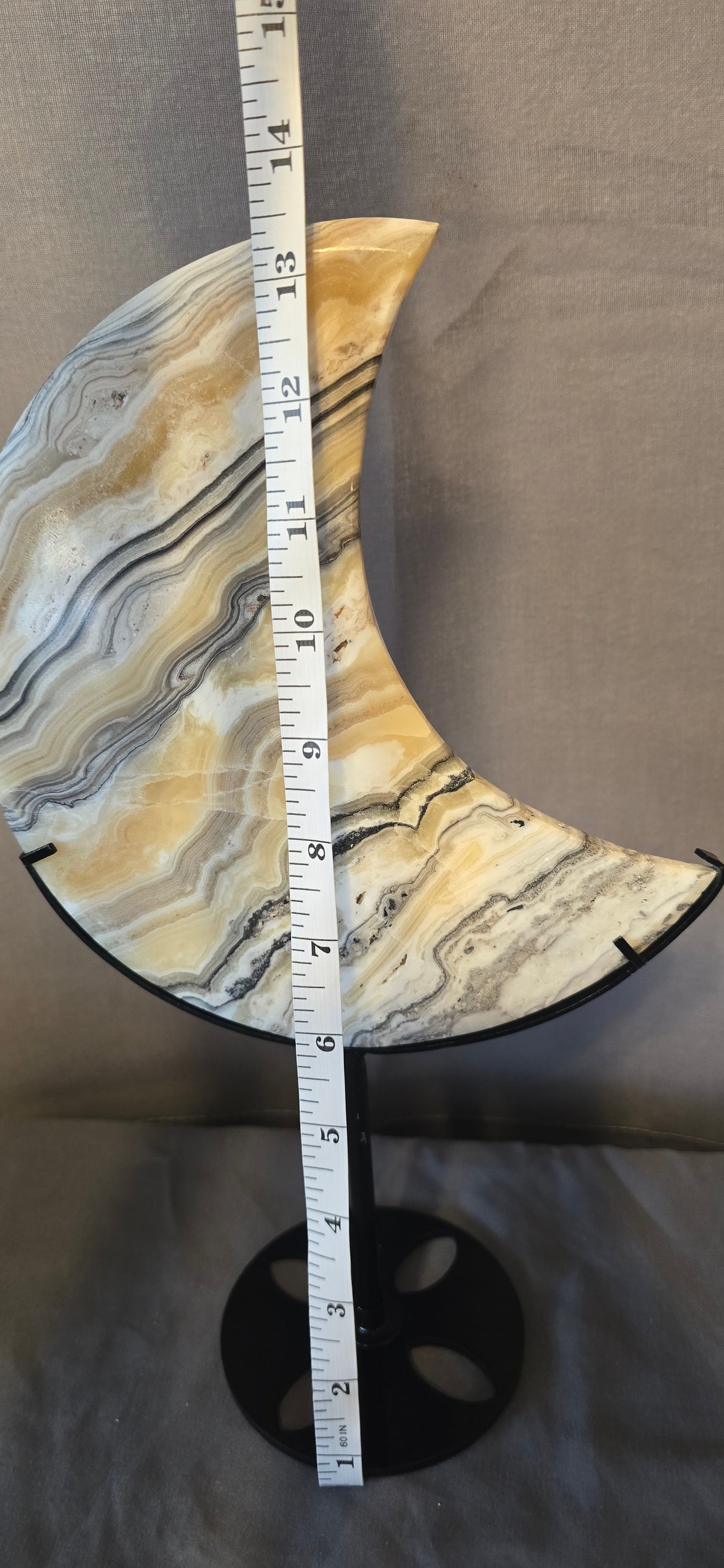 Zebra Calcite Moon w/stand