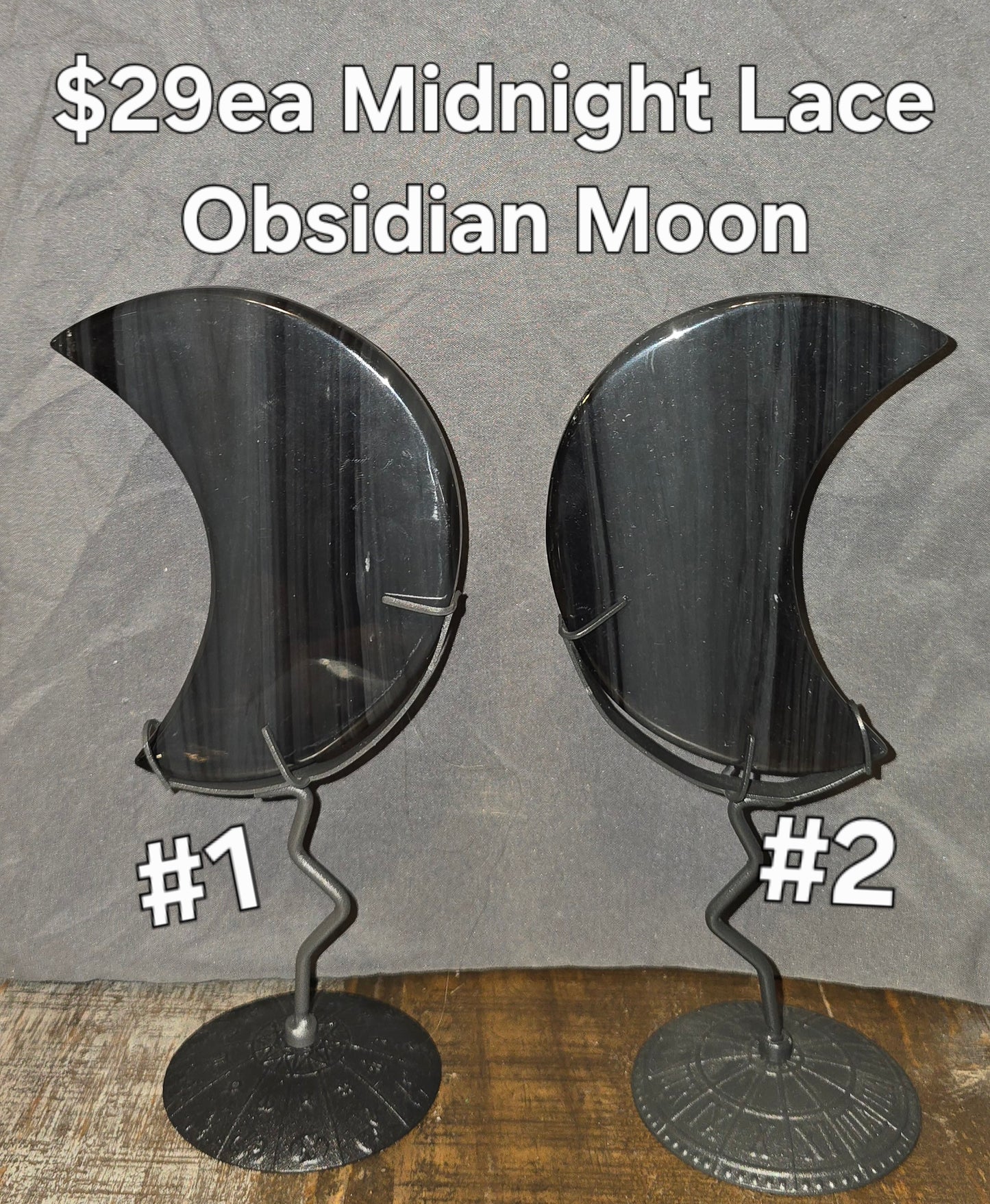 S0081 Midnight Lace Obsidian Moon & Stand