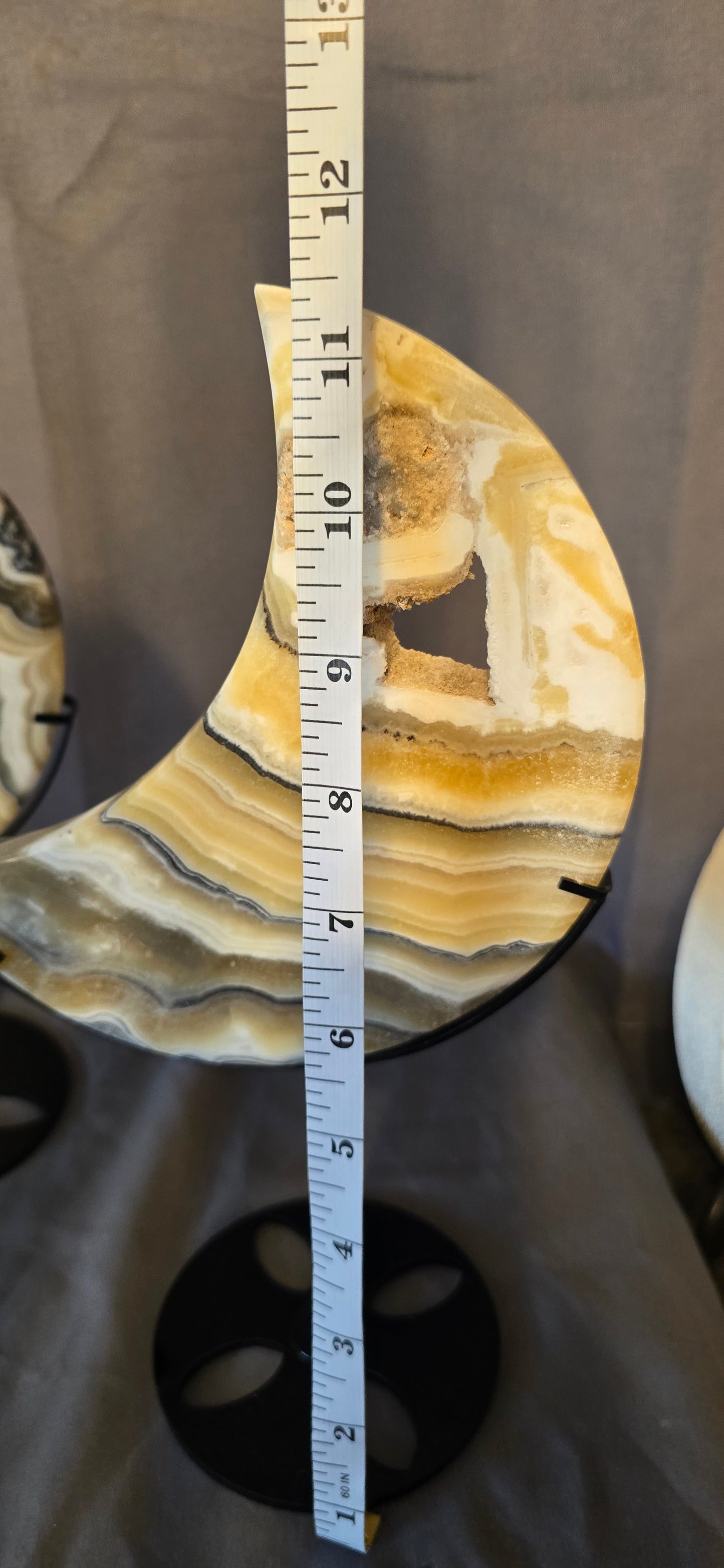 Zebra Calcite Moon w/stand