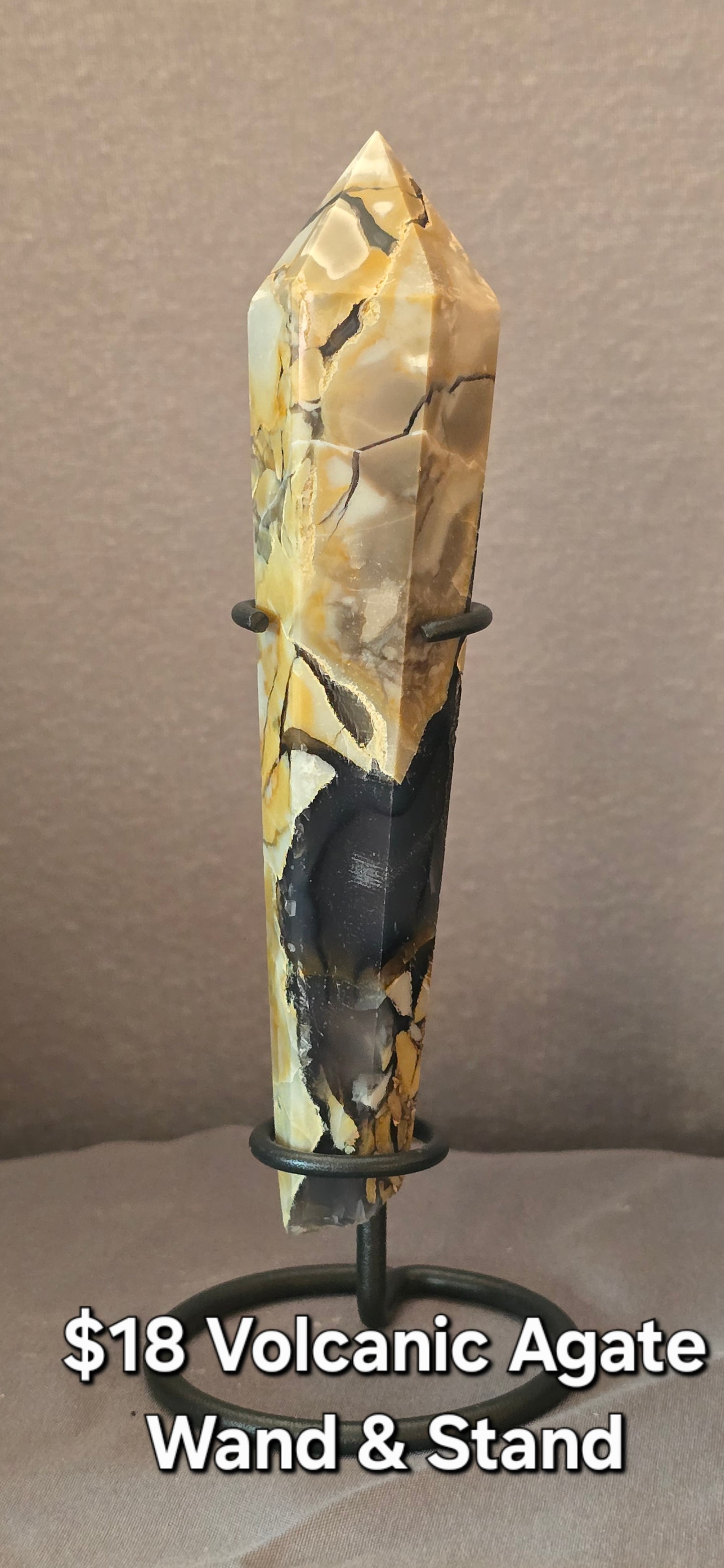 Volcanic Agate Wand & Stand