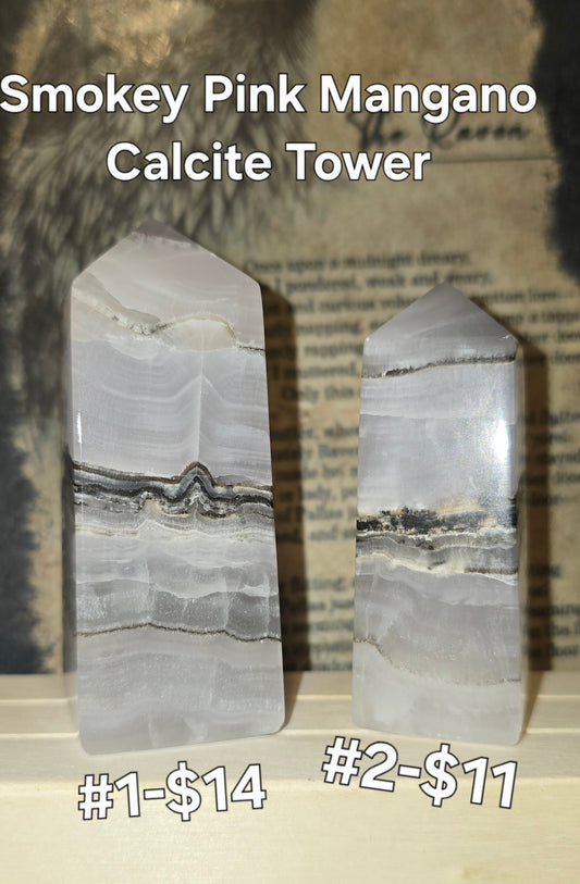 S0186 Smokey Pink Mangano Calcite Tower