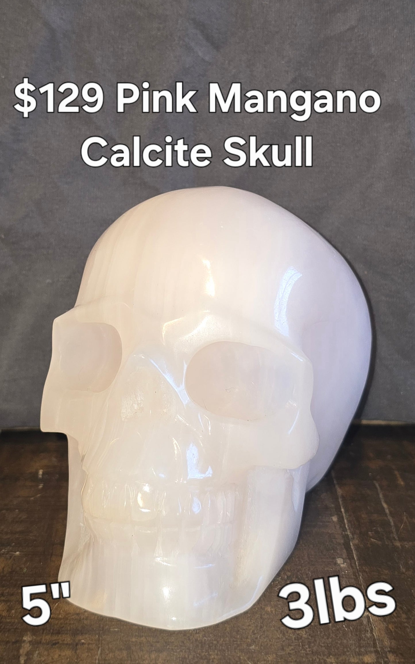 S0287 Pink Mangano Calcite Skull