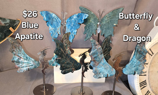 Blue Apatite Butterfly  & Dragon