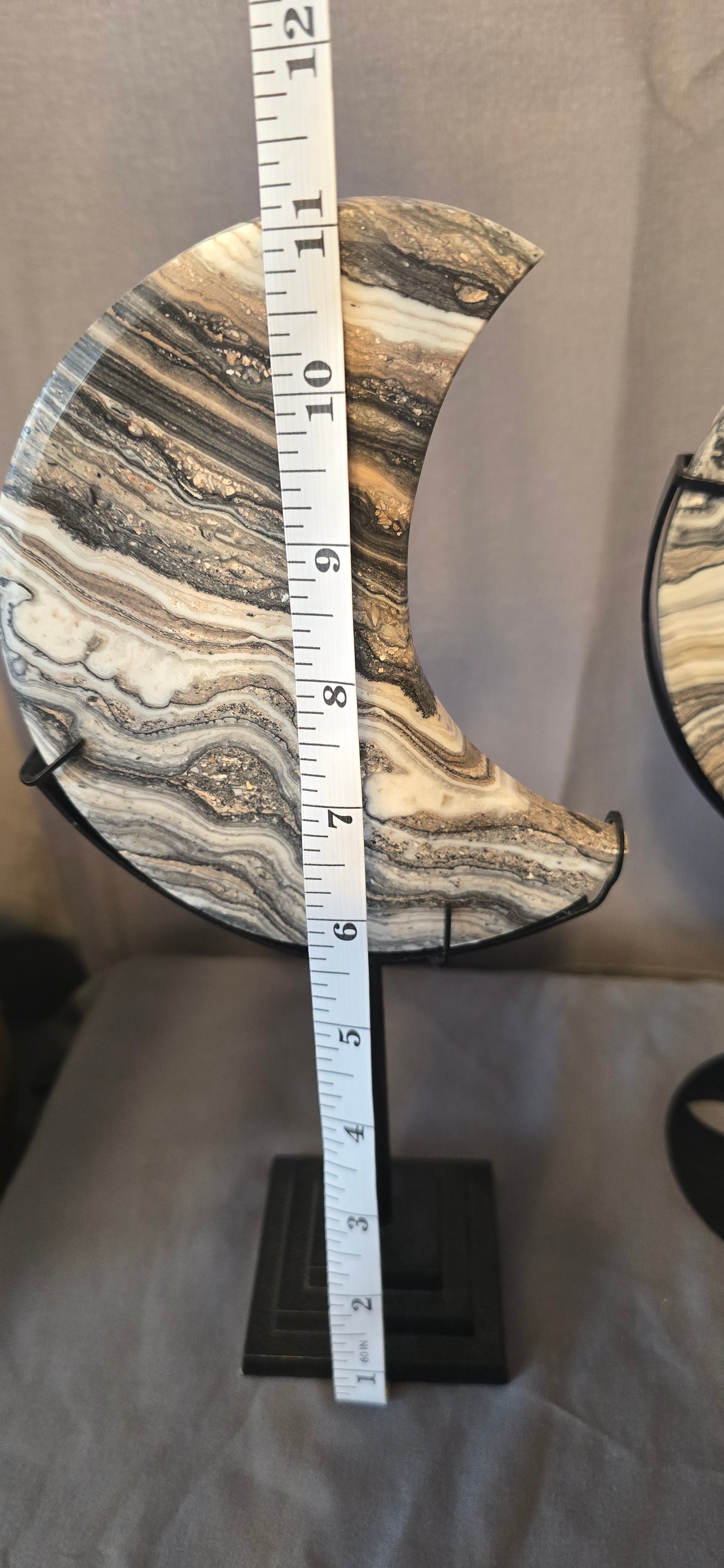 Zebra Calcite Moon & stand