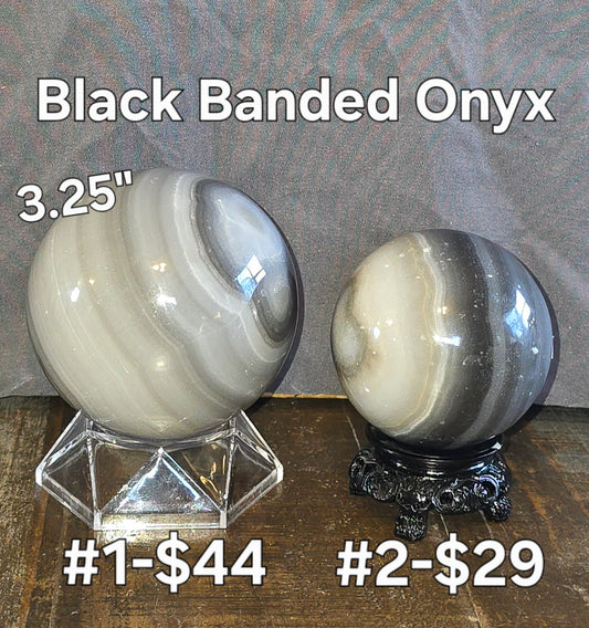 S0275 Black Banded Onyx Sphere