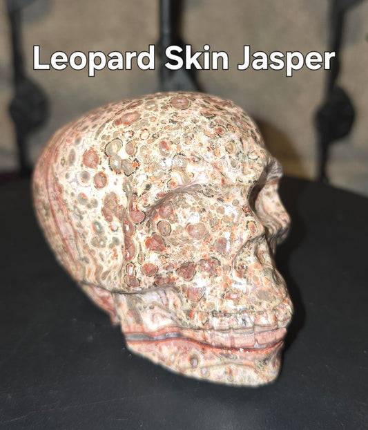 S0068 Leopard Skin Jasper Skull