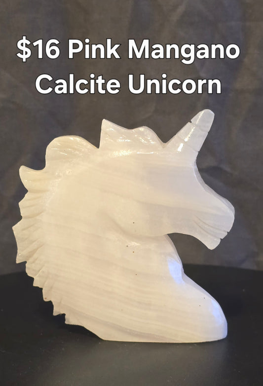 S0289 Pink Mangano Calcite Unicorn