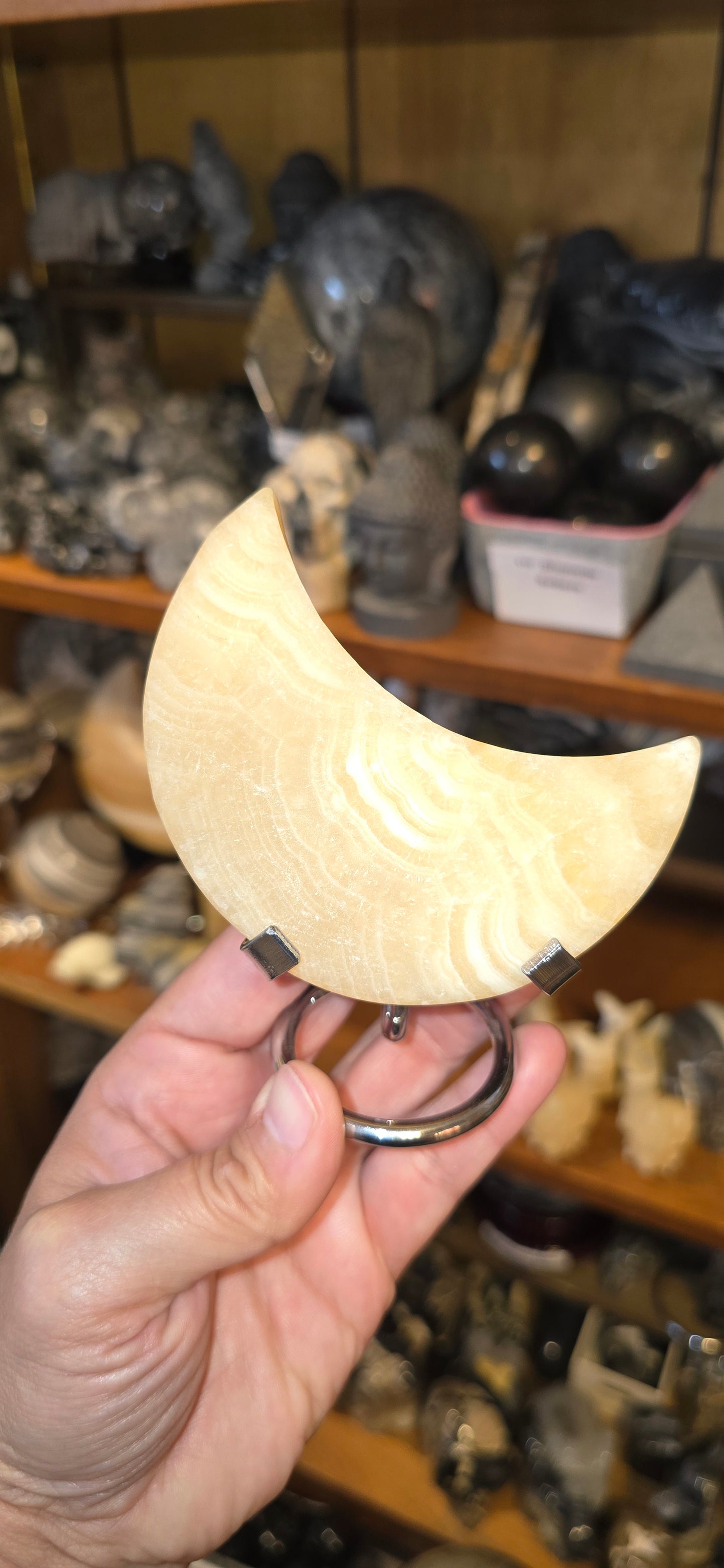 Honey Calcite Moon