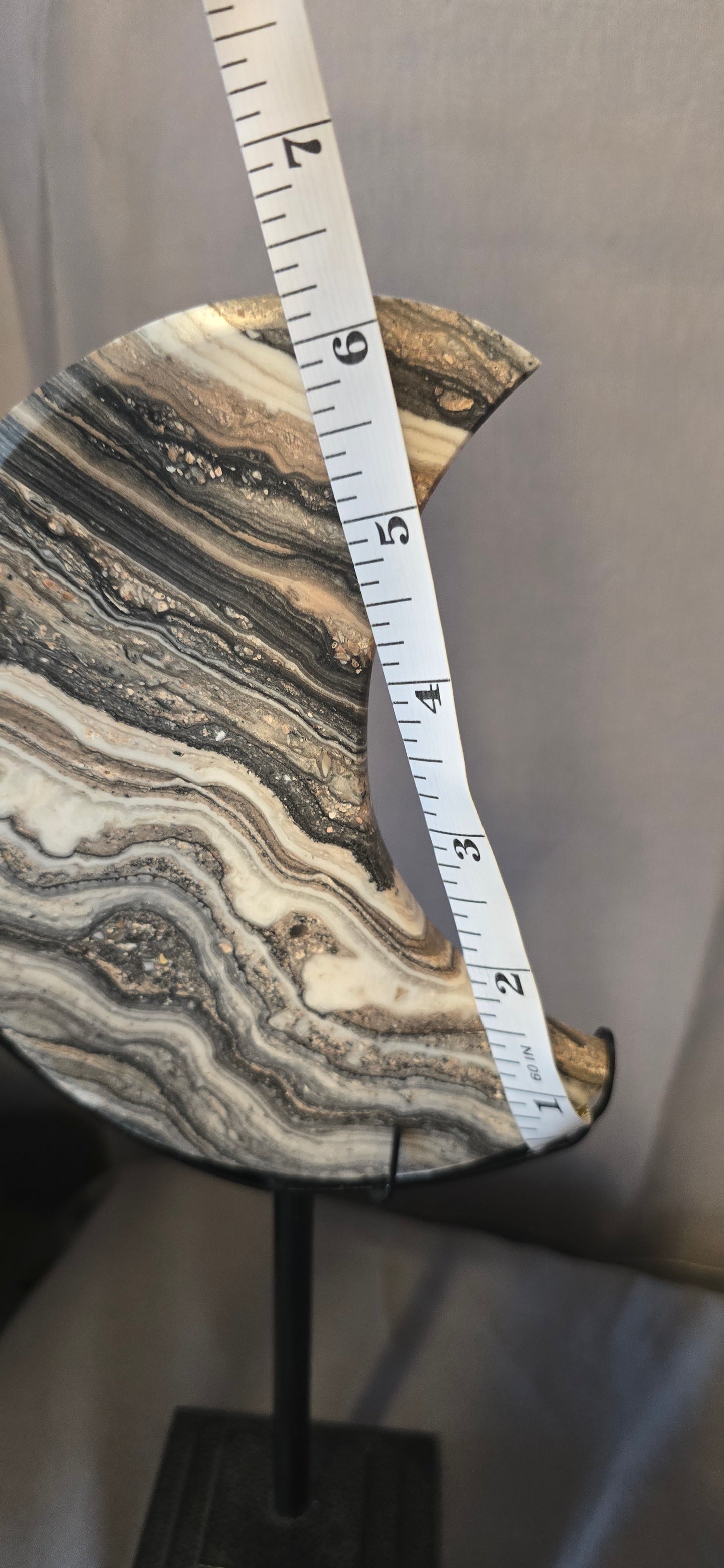 Zebra Calcite Moon & stand